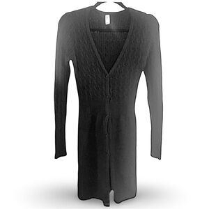 Beautiful black cable knit v-neck long cardigan